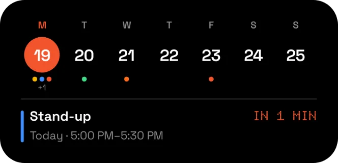 Week agenda widget, 4×2