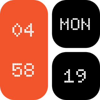 Clock trio widget, 2×2