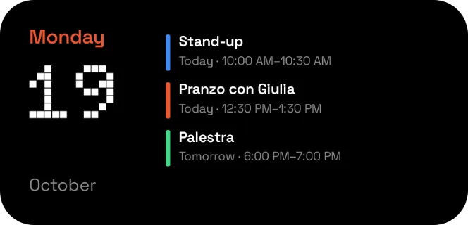 Agenda widget, 4×2